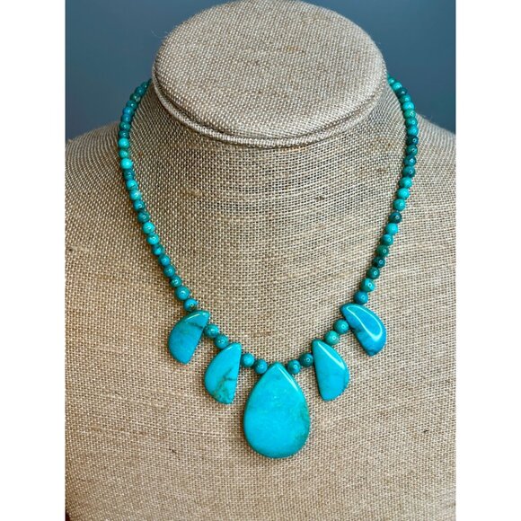Jay King Turquoise Gemstone Teardrop Necklace With Sterling Silver Clasp - Picture 1 of 13